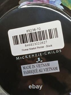 Nouveau Pichet à Eau Jus en Émail Noir Motif Marché aux Fleurs Mackenzie Childs