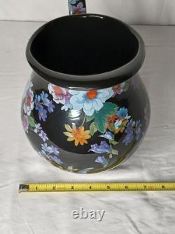 Nouveau Pichet à Eau Jus en Émail Noir Motif Marché aux Fleurs Mackenzie Childs