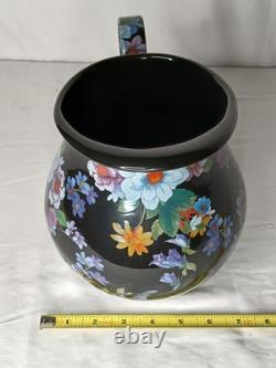 Nouveau Pichet à Eau Jus en Émail Noir Motif Marché aux Fleurs Mackenzie Childs