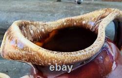 Old Hull Pottery Ball Water Pitcher Brown Drip Plus 4 Coupes Mccoy
