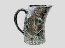 PITCHER EN ARGENT FIN PLAT JAPONAIS STYLE Esthétique Japonaise Libellule