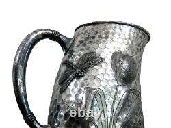 PITCHER EN ARGENT FIN PLAT JAPONAIS STYLE Esthétique Japonaise Libellule
