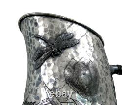PITCHER EN ARGENT FIN PLAT JAPONAIS STYLE Esthétique Japonaise Libellule