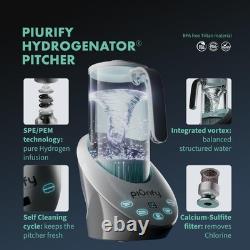 PIURIFY Carafe d'eau hydrogène 50 Oz sans BPA - Générateur d'eau riche en hydrogène
