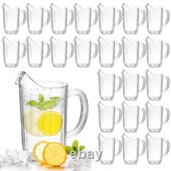 Pack de 24 carafes en acrylique de 48 oz avec bec, carafe d'eau transparente, pichet de réfrigérateur en gros