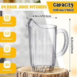 Pack de 24 carafes en acrylique de 48 oz avec bec, carafe d'eau transparente, pichet de réfrigérateur en gros