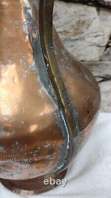 Pichet/Carafe/Récipient en cuivre et laiton fait à la main avec une patine ancienne de 19 ans