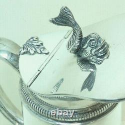 Pichet Italien De Cruche D’eau Solid Silver Thermos. 800 Dolphin Finial 9 3/4 2 Sur 3