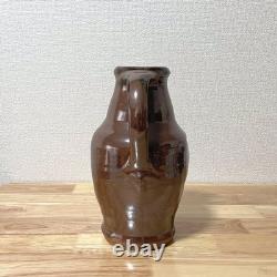 Pichet Mashiko Ware? Injection d'eau? Vase à fleurs en glaçure de kaki F