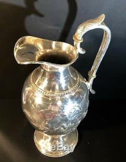 Pichet Vin Aiguière Anglais Antique Style Victorien Plaqué Argent Pot D'eau / Thé