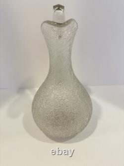 Pichet à champagne en verre craquelé ancien, cruche à eau avec anse appliquée, trouvaille de domaine, en excellent état.