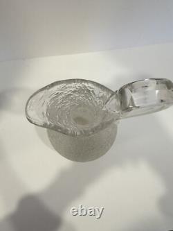 Pichet à champagne en verre craquelé ancien, cruche à eau avec anse appliquée, trouvaille de domaine, en excellent état.