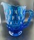 Pichet &agrave; Eau Fenton Colonial Blue Thumbprint #4465 Cb 34oz C1965