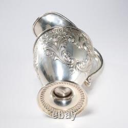 Pichet à eau antique en argent sterling Amston repousse sur pied 1002 2,25 qt 11,25 h