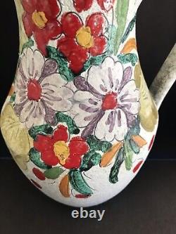 Pichet à eau en céramique italienne fait main et peint à la main décoratif