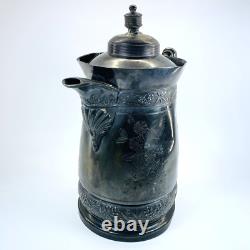 Pichet à eau en métal argenté Antique Simpson Hall Miller. #387