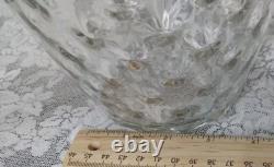 Pichet à eau en verre Art Nouveau vintage avec surcouche en argent sterling et motif floral