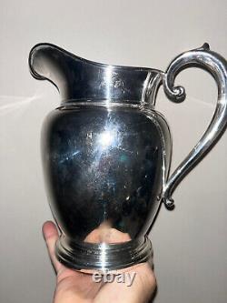 Pichet à eau et vin en argent sterling Vintage #969 Manchester Co 4,5 pintes
