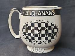 Pichet à whisky noir et blanc vintage Shelley Buchanan d'Angleterre