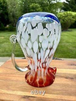 Pichet carafe en verre d'art confetti Blenko 10.75 USA Avec étiquette Édition limitée