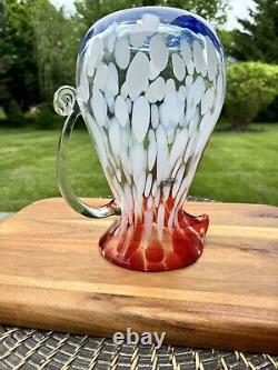 Pichet carafe en verre d'art confetti Blenko 10.75 USA Avec étiquette Édition limitée