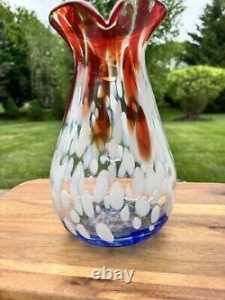 Pichet carafe en verre d'art confetti Blenko 10.75 USA Avec étiquette Édition limitée