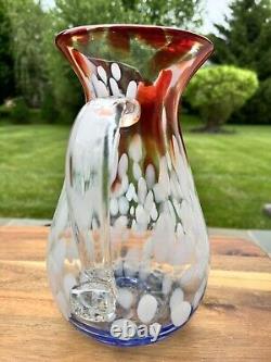 Pichet carafe en verre d'art confetti Blenko 10.75 USA Avec étiquette Édition limitée