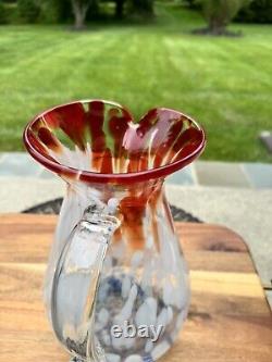 Pichet carafe en verre d'art confetti Blenko 10.75 USA Avec étiquette Édition limitée