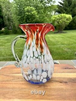 Pichet carafe en verre d'art confetti Blenko 10.75 USA Avec étiquette Édition limitée