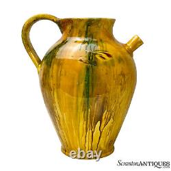 Pichet d'arrosage en porcelaine jaune de poterie italienne vintage