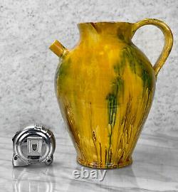 Pichet d'arrosage en porcelaine jaune de poterie italienne vintage