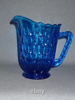 Pichet d'eau Fenton Colonial Blue Thumbprint #4465 CB de 34oz de 1965