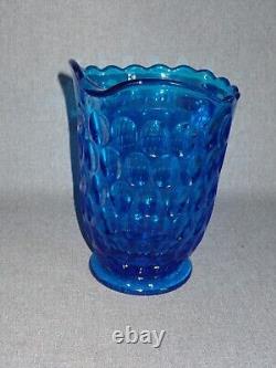 Pichet d'eau Fenton Colonial Blue Thumbprint #4465 CB de 34oz de 1965