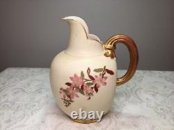 Pichet d'eau Royal Worcester 7.25 pouces Rose Jug/Ewer/Pitcher 1870 Marque