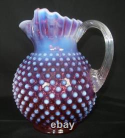 Pichet d'eau / carafe Vintage Fenton Glass Cranberry Opalescent Hobnail 70 oz