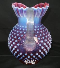 Pichet d'eau / carafe Vintage Fenton Glass Cranberry Opalescent Hobnail 70 oz