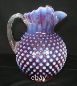 Pichet d'eau / carafe Vintage Fenton Glass Cranberry Opalescent Hobnail 70 oz