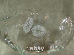 Pichet d'eau de grande taille en verre Fostoria Camellia gravé de style vintage des années 1950