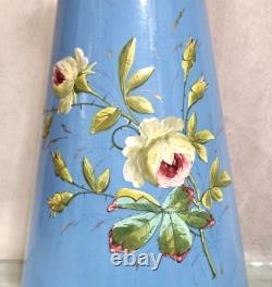 Pichet d'eau émaillé antique avec des fleurs - ustensile de cuisine ou salle de bain en émail français (15)
