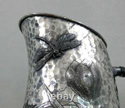Pichet d'eau en argent fin plaqué, style japonais, esthétique libellule japonaise