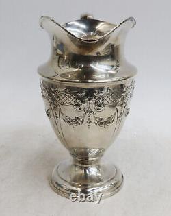 Pichet d'eau en argent sterling gravé ACSME vers 1900 avec guirlandes florales