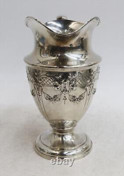 Pichet d'eau en argent sterling gravé ACSME vers 1900 avec guirlandes florales