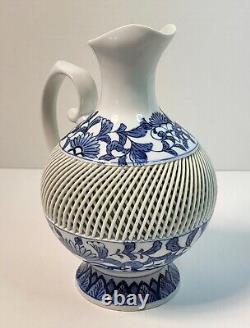 Pichet d'eau en porcelaine bleue et blanche japonaise Yunomi Sencha, Kinpo hasami