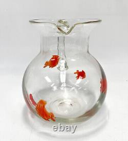 Pichet d'eau en verre d'art Murano à motif de poisson-lune, avec pontil poli.