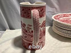 Pichet de 50 oz Copeland Spode Tower Pink 7 7/8 Pot à eau chaude Timbre ovale Angleterre