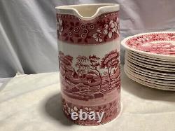 Pichet de 50 oz Copeland Spode Tower Pink 7 7/8 Pot à eau chaude Timbre ovale Angleterre