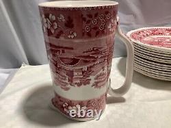 Pichet de 50 oz Copeland Spode Tower Pink 7 7/8 Pot à eau chaude Timbre ovale Angleterre