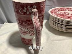 Pichet de 50 oz Copeland Spode Tower Pink 7 7/8 Pot à eau chaude Timbre ovale Angleterre