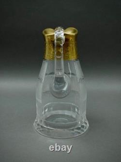 Pichet en cristal taillé Moser signé, en République tchèque, avec une splendide garniture en or de 64 oz