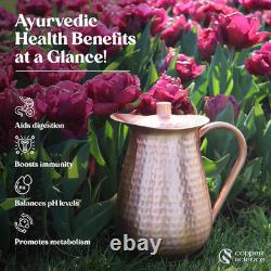 Pichet en cuivre Copper-Science 68 oz avec couvercle, cru en cuivre fait à la main